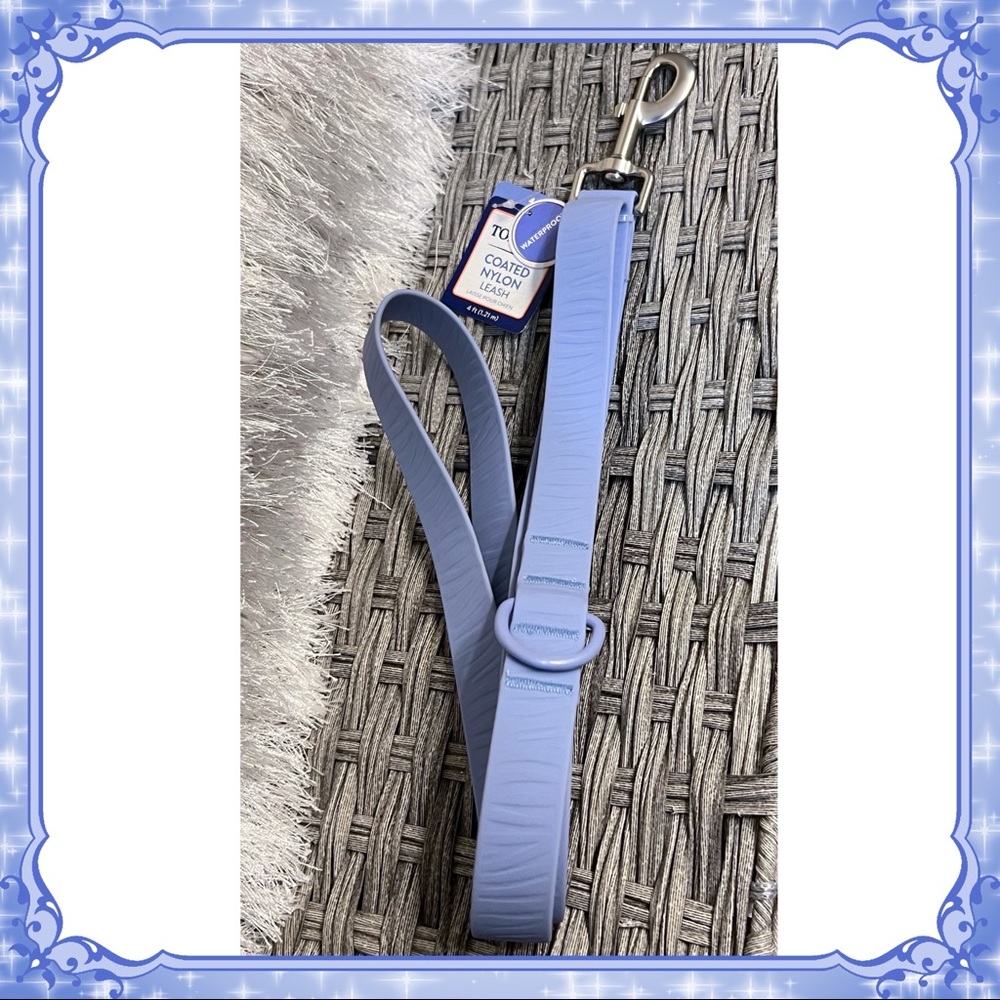 Petsmart Baby Blue Zebra Coated Nylon Leash Pastel Waterproof Accessory Ring 4FT